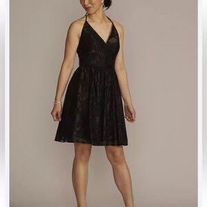 Jacquard DB Studio Black Halter A-Line Dress